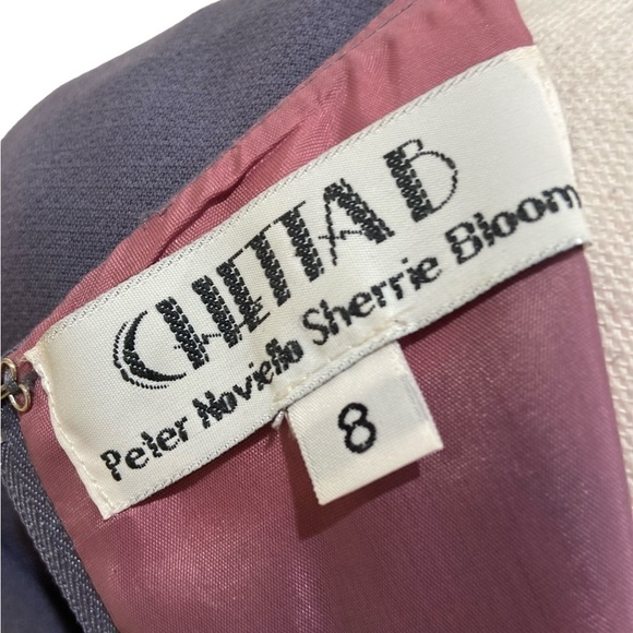 Vintage 90’s Chetta B lined lavender crew neck 3/4 sleeve trimmed mink sz 8 - Picture 8 of 10